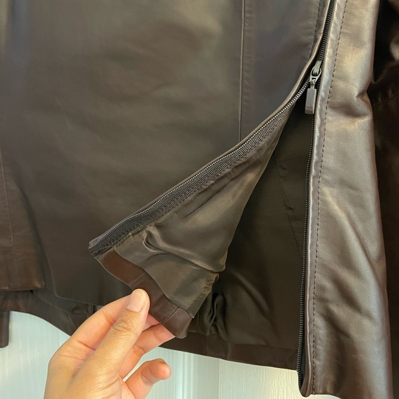Hugo Boss Leather Jacket - Dark Brown Women’s Medium - Picture 6 of 10